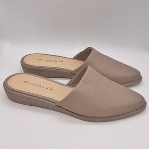 Kelsi Dagger Taupe Amory Slide Wedge Mules 7.5
